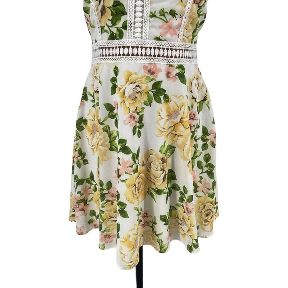 Disney Princess Belle Cutout Lace Floral Skater Dress Med Womens Beauty & Beast - Picture 4 of 12